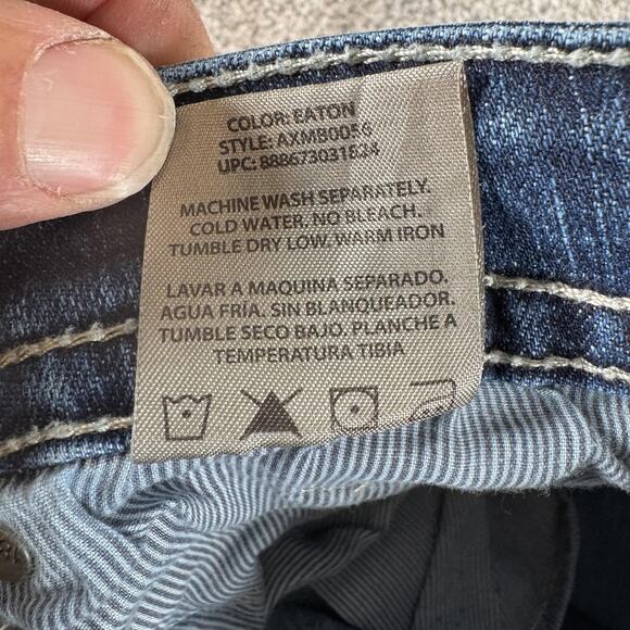 TK Axel Jeans Mens 35x30 Blue Slim Boot Stretch Embroidered Pockets AXMB005-6 - Picture 10 of 15